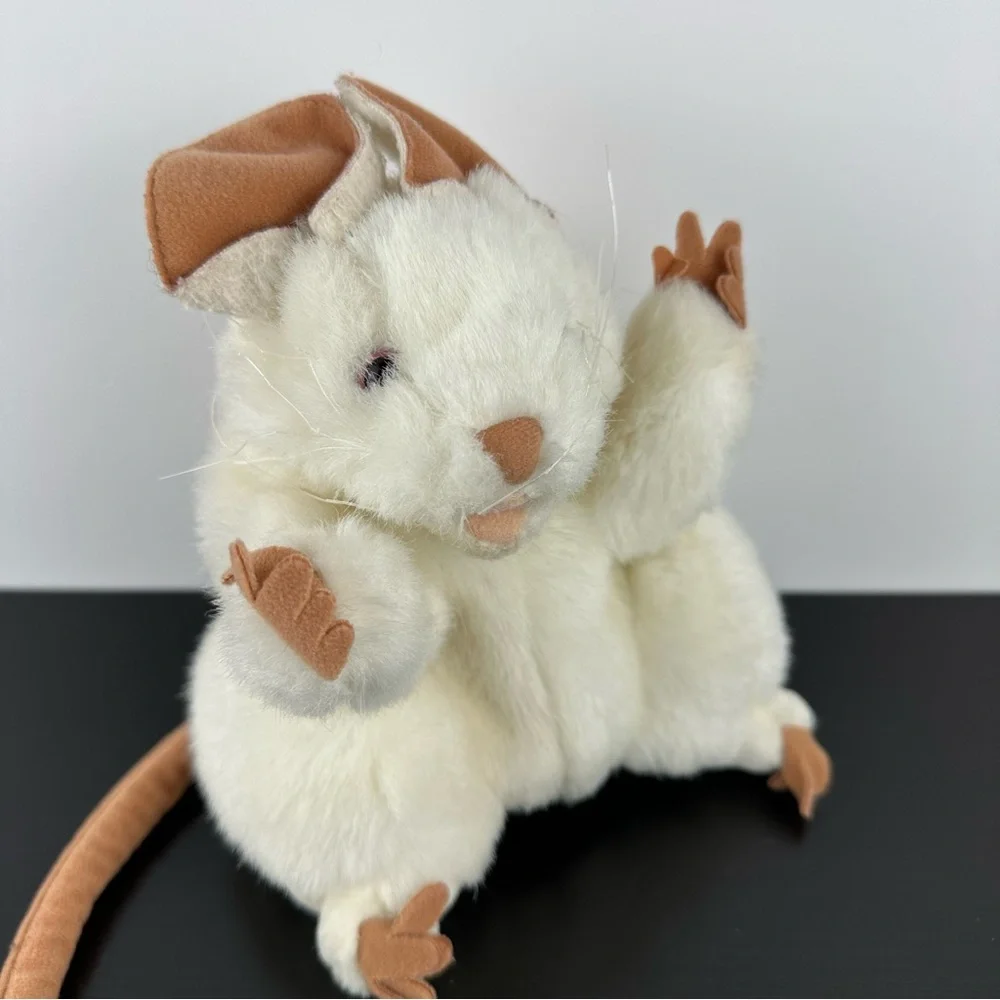 Folkmanis Puppets White Mouse Hand Puppet 7” Pink Eyes Plush Stuffed Animal Rat - Picture 3 of 9